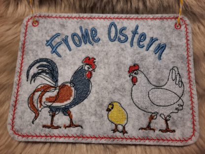 Türschild / Wandhänger Ostern "Hahn & Henne"