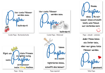 Set "Sprüche" zum Vatertag / Geburtstag