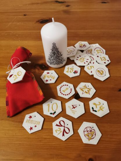 6-Eck Zahlenanhänger 1-25 für Adventskalender