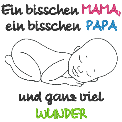 Spruch - Ein bisschen Mama, ein bisschen Papa und ganz viel Wunder