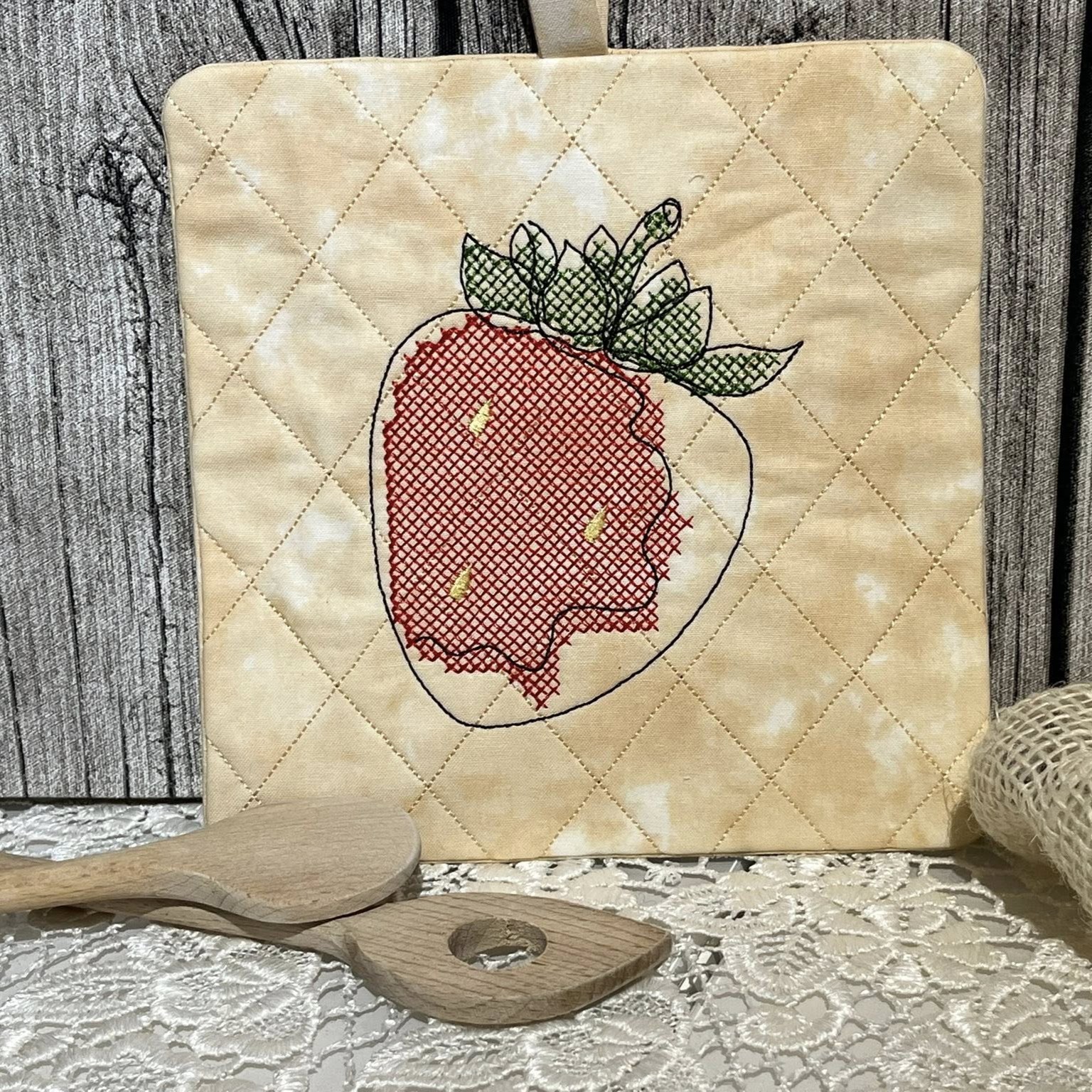 ITH Topflappen eckig mit Obstmotiven